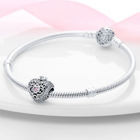 Talisman Argint 925, Charm compatibil Pandora – Heart of a Queen, Bijuterii Nadiela [1]