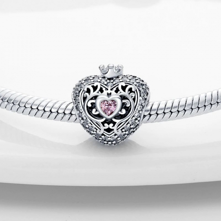 Talisman Argint 925, Charm compatibil Pandora – Heart of a Queen, Bijuterii Nadiela [5]