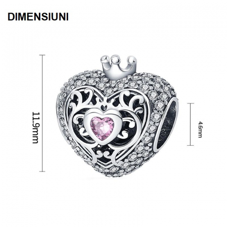 Talisman Argint 925, Charm compatibil Pandora – Heart of a Queen, Bijuterii Nadiela [2]