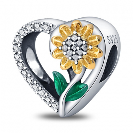 Talisman Argint 925, Charm compatibil Pandora – Sunflowers, Bijuterii Nadiela Talismane cu zirconiu - Talisman Argint 925, Charm compatibil Pandora – Sunflowers, Bijuterii Nadiela