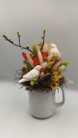 HAND-MADE - Aranjament cană păsări