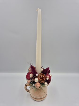 DECORAȚIUNI CRĂCIUN - Aranjament lumânare grena
