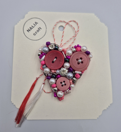 MĂRȚIȘOARE - BROȘĂ MĂRȚIȘOR INIMĂ ROZ