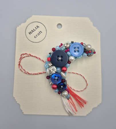 BROȘĂ MĂRȚIȘOR SEMI-LUNĂ ALBASTRU [2]