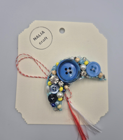 BROȘĂ MĂRȚIȘOR SEMI-LUNĂ ALBASTRU [1]