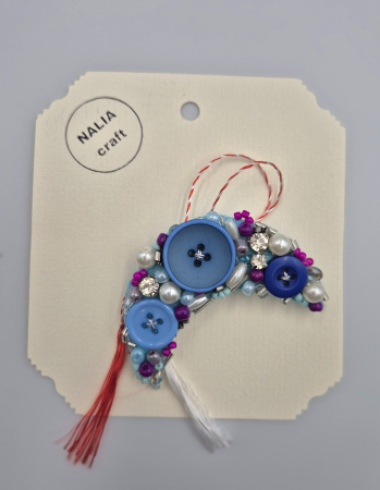 MĂRȚIȘOARE - BROȘĂ MĂRȚIȘOR SEMI-LUNĂ ALBASTRU