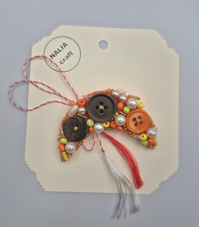 MĂRȚIȘOARE - BROȘĂ MĂRȚIȘOR SEMI-LUNĂ PORTOCALIU