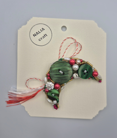 MĂRȚIȘOARE - BROȘĂ MĂRȚIȘOR SEMI-LUNĂ VERDE