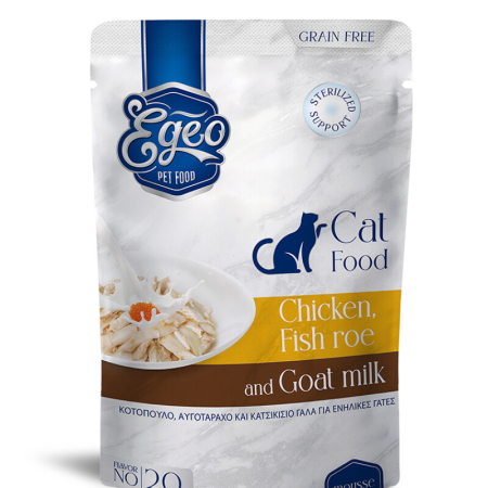 Recompense și snackuri - Egeo Adult Mousse cu Pui, Icre și Lapte de Capră 85gr