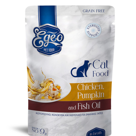 Hrana umeda - EGEO Cat Adult cu Pui, Dovleac & Ulei de Peste in Sos 85g