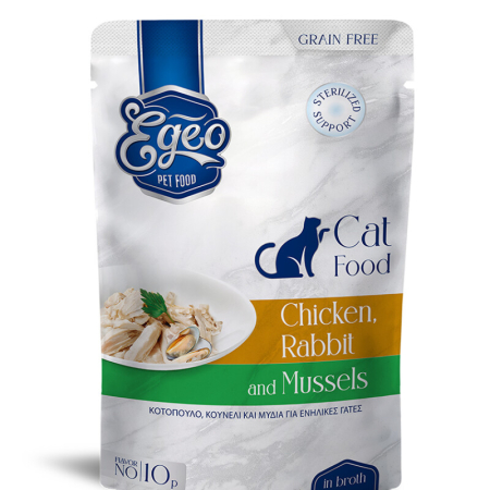 PRODUSE - EGEO Cat Adult cu Pui, Iepure & Midii in Sos 85g