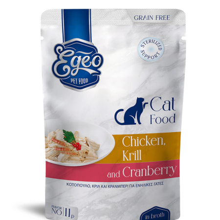 PRODUSE - EGEO Cat Adult cu Pui, Merisor & Krill in Sos 85g