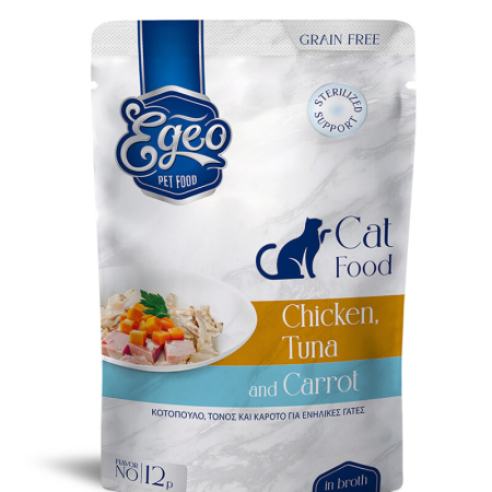 Hrana umeda - EGEO Cat Adult cu Pui, Ton & Morcov in Sos 85g