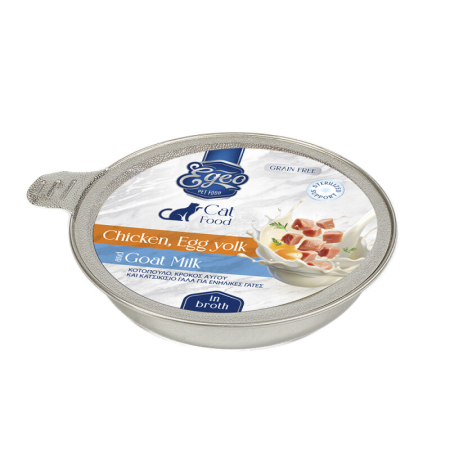 Recompense și snackuri - Egeo pt Pisici Adulte - cu Pui, galbenus de ou si Lapte de Capra in Supa 50g