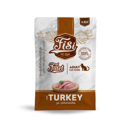 Recompense și snackuri - File pentru Pisici Adulte - Curcan in Jeleu in Plicuri 85g