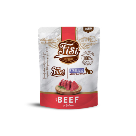 Recompense și snackuri - File pentru Pisici Sterilizate -  Vita in Jeleu in plicuri 300g