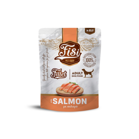 Hrana umeda - File cu Somon in Jeleu pentru Caine Adult in Plicuri 500g