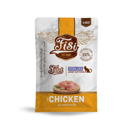 Recompense și snackuri - File cu  Pui in Jeleu pentru Pisici Sterilizate  85g