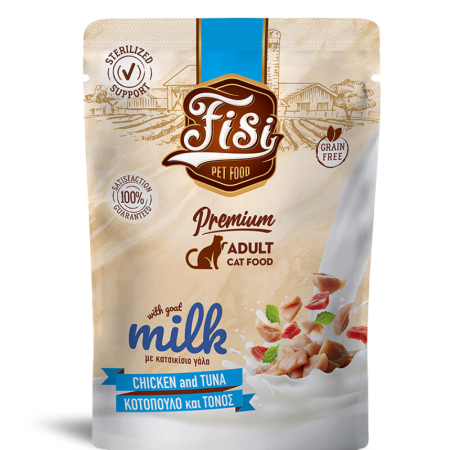 PRODUSE - FISI Cat Adult cu Pui, Ton & Lapte de Capra in Sos 85g