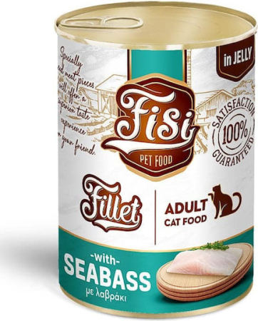 Pisici - FISI Fillet Cat Adult Sea Bass in Jelly 400gr