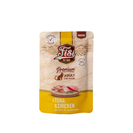 Recompense și snackuri - Mousse cu Ton & Pui pt pisici adulte - plic 80gr