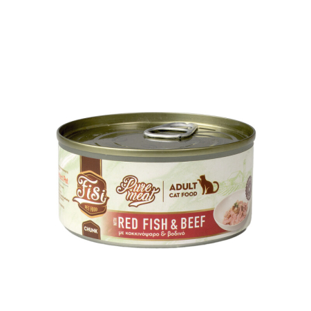 PRODUSE - Pure Meat Cat Adult cu Peste Rosu & Vita 170gr