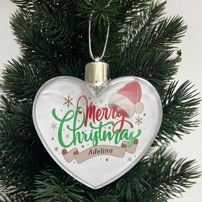 Glob personalizat inimă cu nume Merry Christmas - Nari [1]