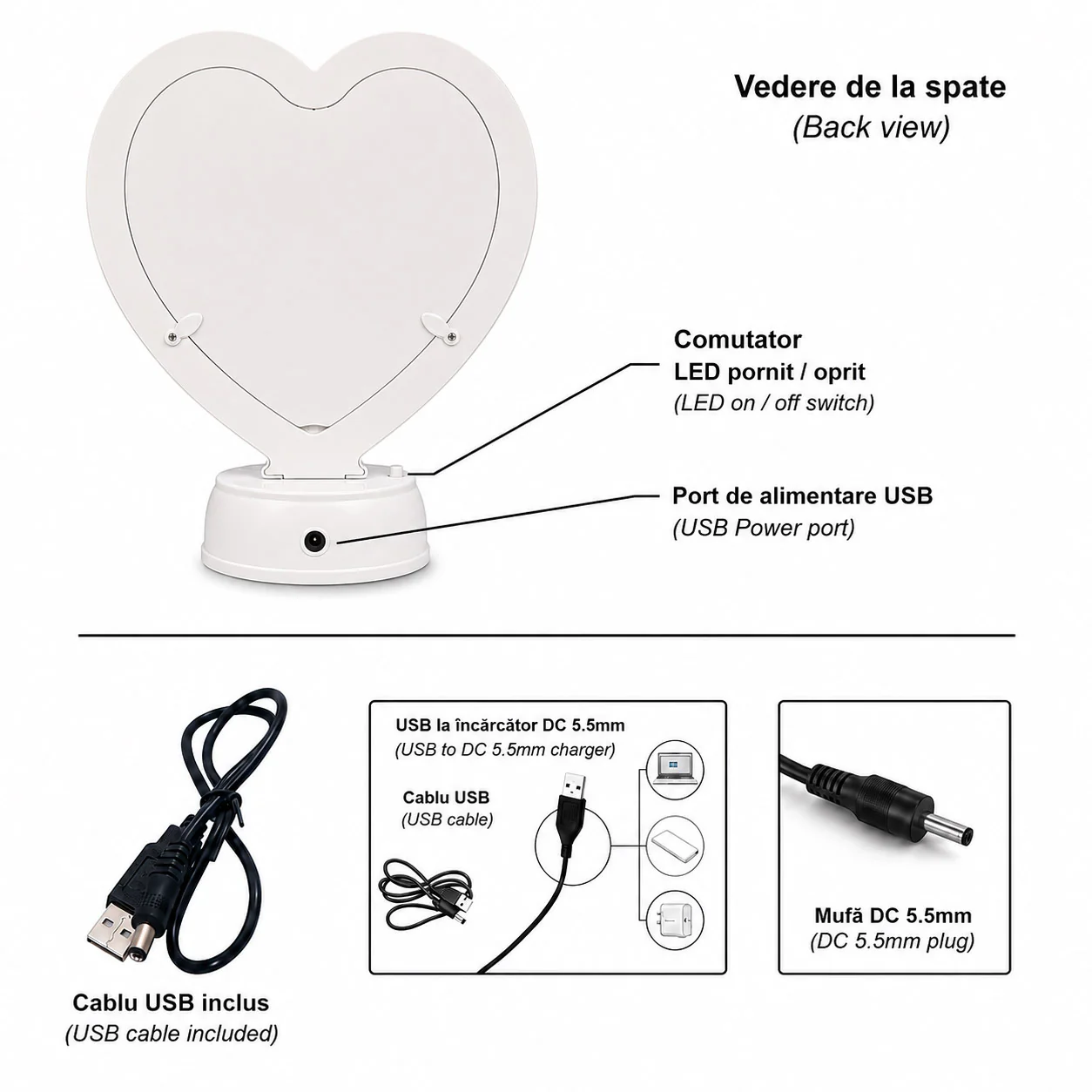 Oglindă Magică cu Led - Inimă - NARI [4]
