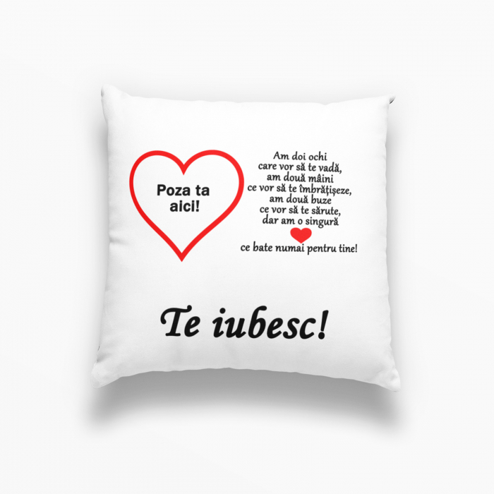 Pernă personalizată cu mesajul ” Te iubesc!„ - Nari [1]