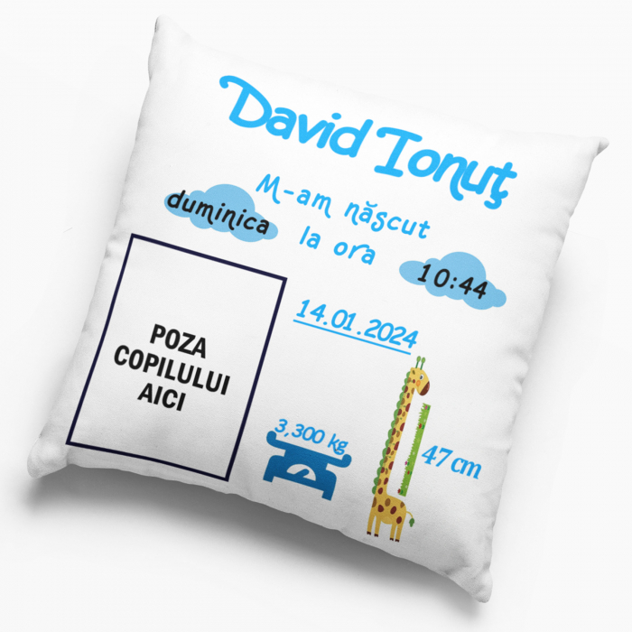 Pernă personalizată - Nou născut - băiat - NARI [3]