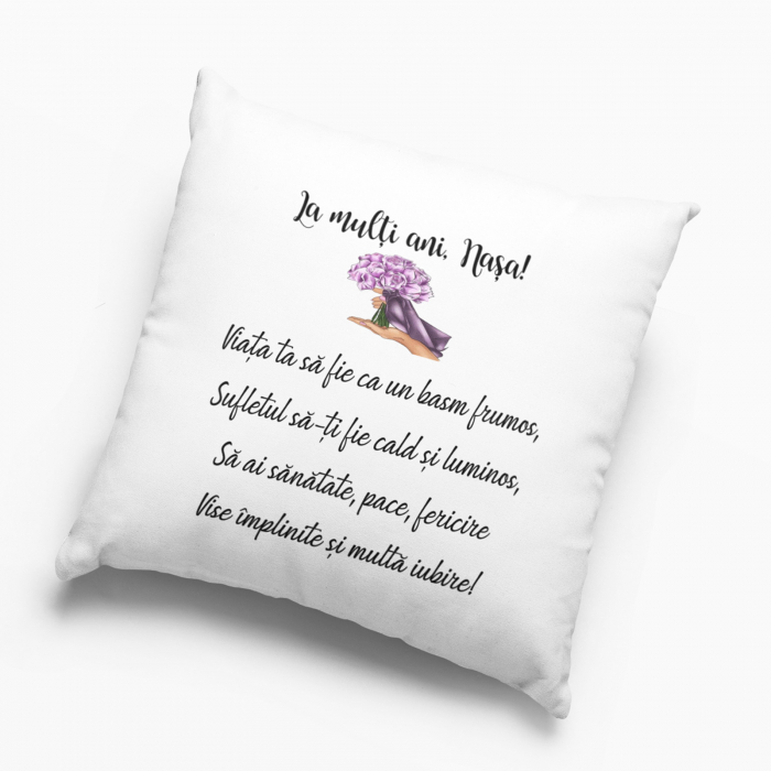 Pernă personalizată - La mulți ani, Nașa! - Nari [3]