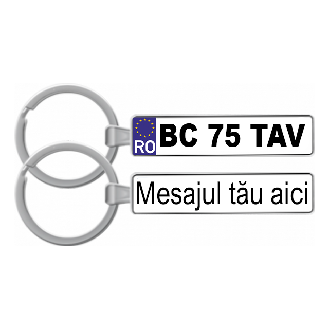 Brelocuri personalizate - Breloc personalizat cu număr auto și mesaj - Nari