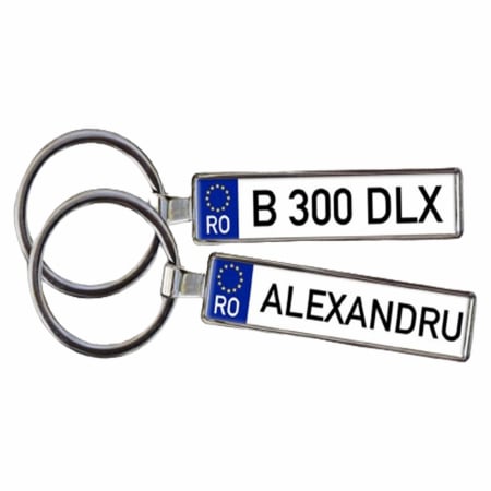 Brelocuri personalizate - Breloc personalizat cu număr auto și nume - Nari