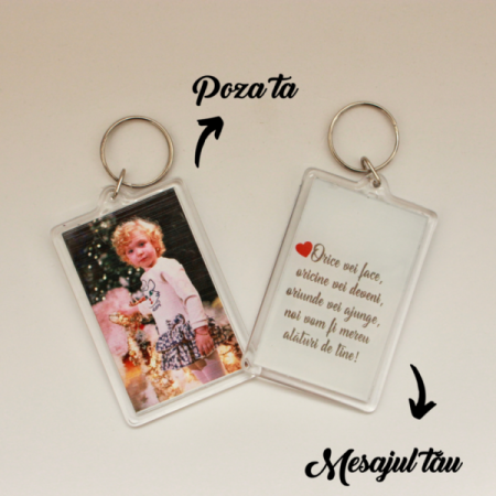 Brelocuri personalizate - Breloc personalizat plastic cu poză și mesaj - Nari
