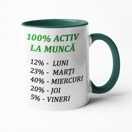 Căni personalizate - Cană personalizată 100% activ la muncă - Nari
