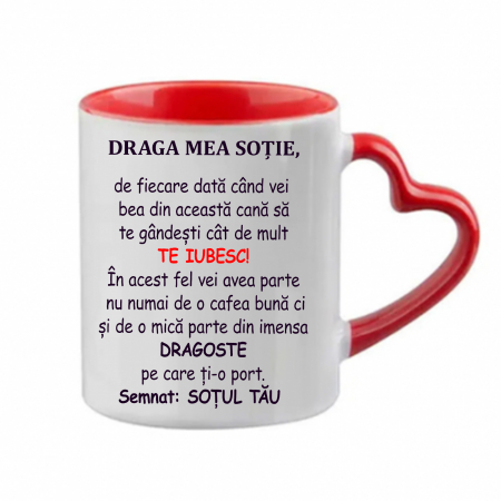 Căni personalizate - Cană personalizată - Draga mea soție, te iubesc! - NARI