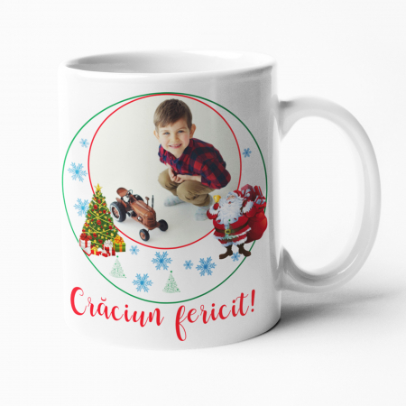 Căni de Crăciun - Cană personalizată  cu poză - Crăciun fericit! model 2 - Nari