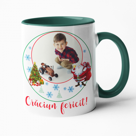 Căni de Crăciun - Cană personalizată  cu poză - Crăciun fericit! model 2 - Nari
