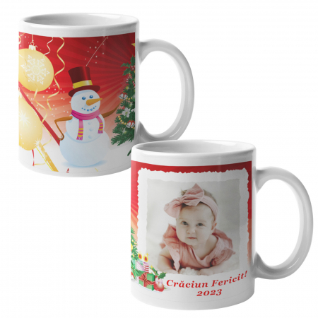 Cadouri de Sărbători - Cană personalizată  cu poză - Crăciun fericit - Nari
