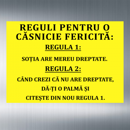 Brelocuri personalizate - Magnet 10x15 cm personalizat - Regului pentru o căsnicie fericită - NARI