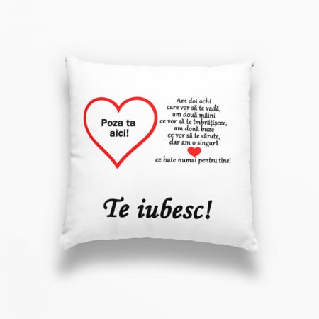 Perne personalizate - Pernă personalizată cu mesajul ” Te iubesc!„ - Nari