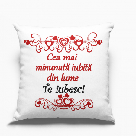 Perne personalizate - Pernă personalizată pentru iubita -Te iubesc! - Nari