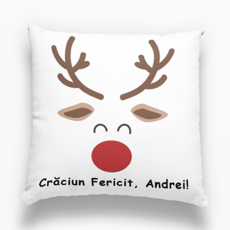 Cadouri de Sărbători - Pernă personalizată  cu nume - Crăciun fericit! Model 2 - Nari