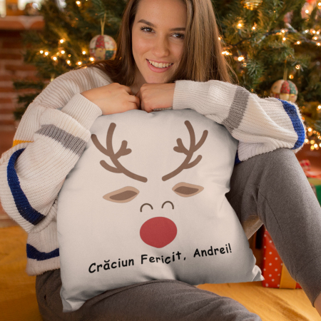 Pernă personalizată  cu nume - Crăciun fericit! Model 2 - Nari [1]