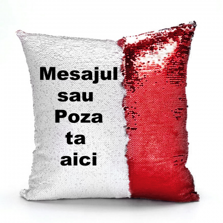 Perne personalizate - Pernă personalizată cu paiete roșii - NARI