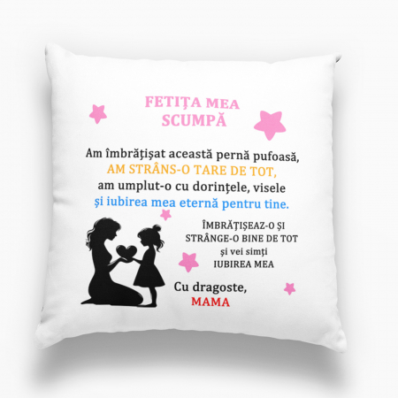 Perne personalizate - Pernă personalizată - Fetița mea scumpă, cu dragoste mama! - NARI