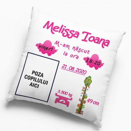 Pernă personalizată - Nou născut - fată- NARI [2]