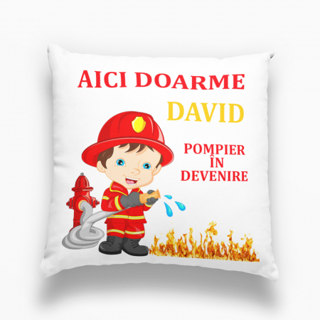 Perne personalizate - Pernă personalizată - Pompier în devenire! - NARI