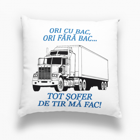 Perne personalizate - Pernă personalizată - Ori cu bac, ori fără bac...tot șofer de tir mă fac - NARI
