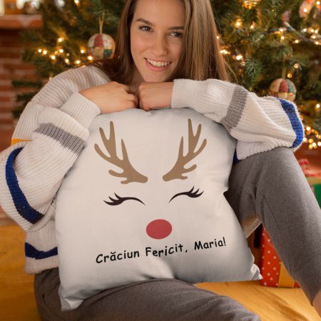 Pernă personalizată  cu nume - Crăciun fericit! Model 1 - Nari [1]